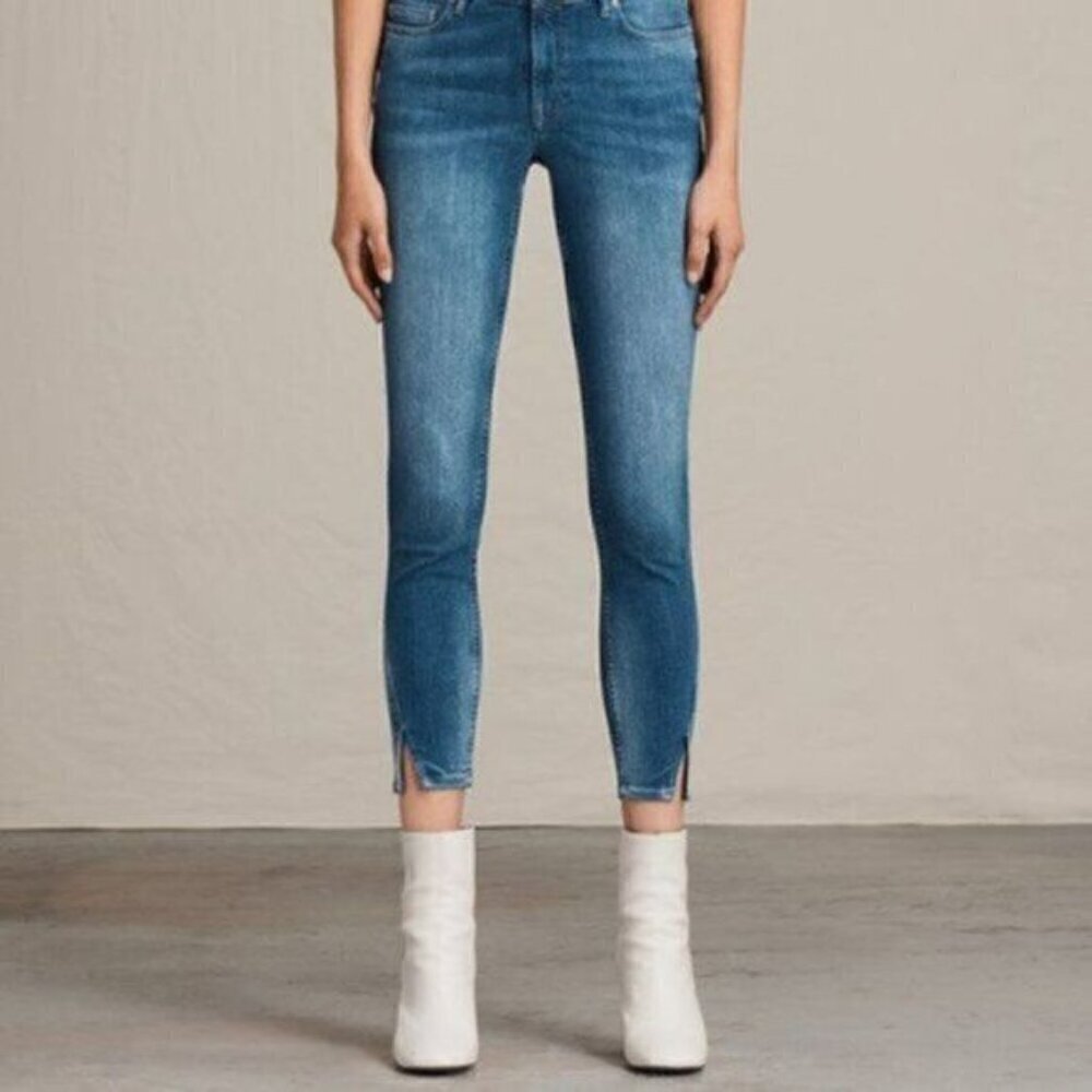 𝅺all Saints Mast Twisted Cropped Skinny Jeans sz 29